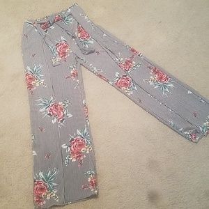 Pinstriped floral pants NEVER WORN sz. Small